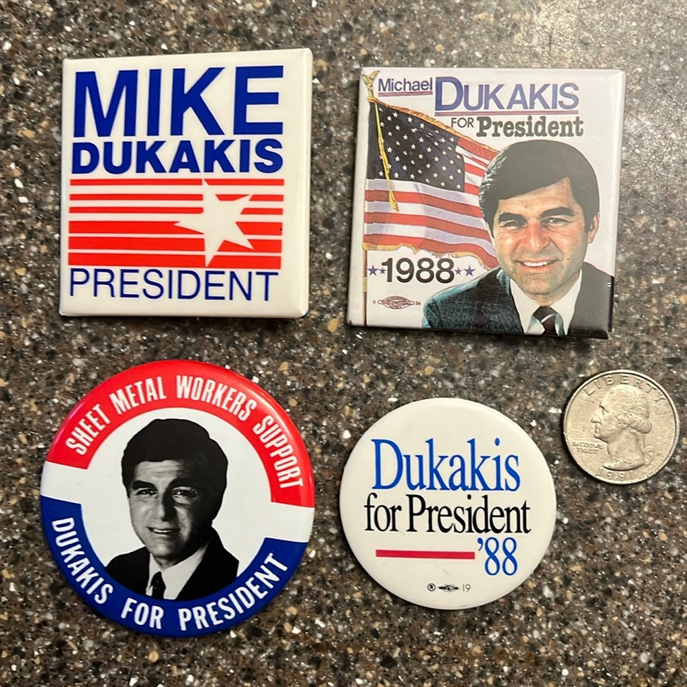 Vintage 1988 Political Pins (lot of 4)